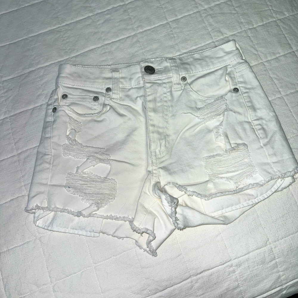 White jean shorts